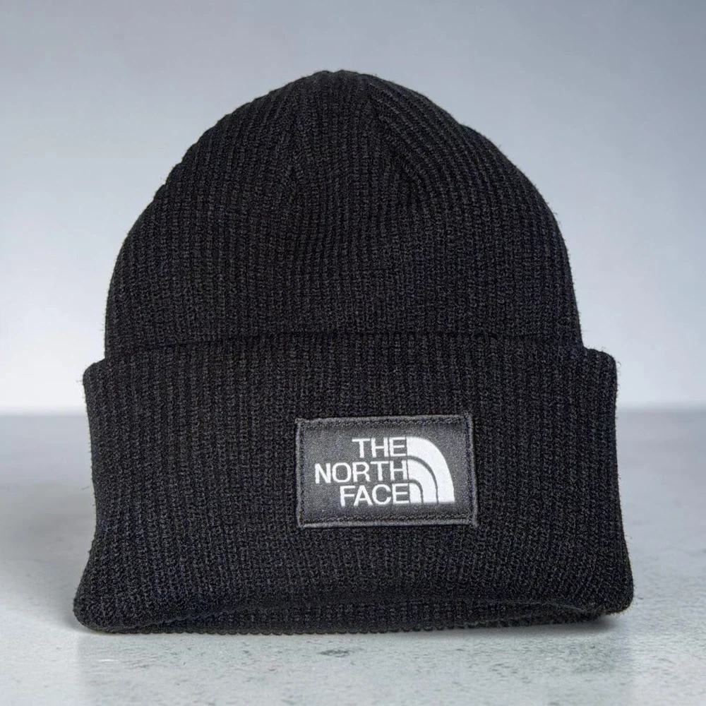 The North Face Dock Worker Recycled Beanie TNF Black Knit Logo Patch Hat NWT
